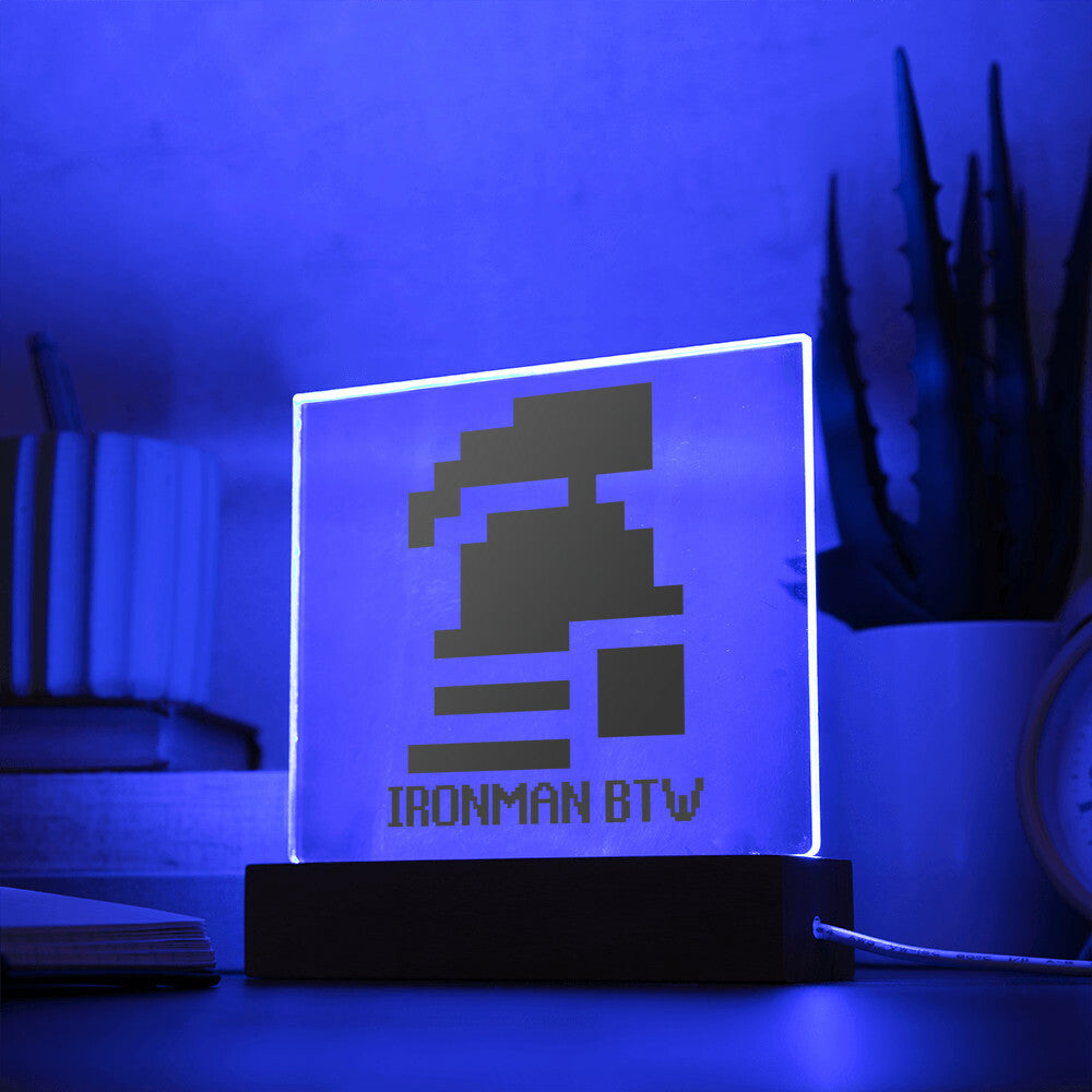 Custom Old School Runescape IronMan LED Acrylic Plaque With Stand Valentine Gift Mitchell