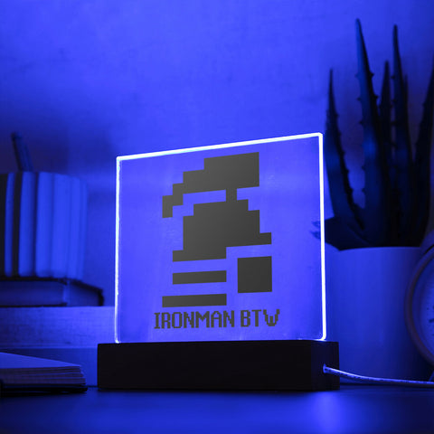 Custom Old School Runescape IronMan  LED Acrylic Plaque With Stand Valentine Gift Mitchell